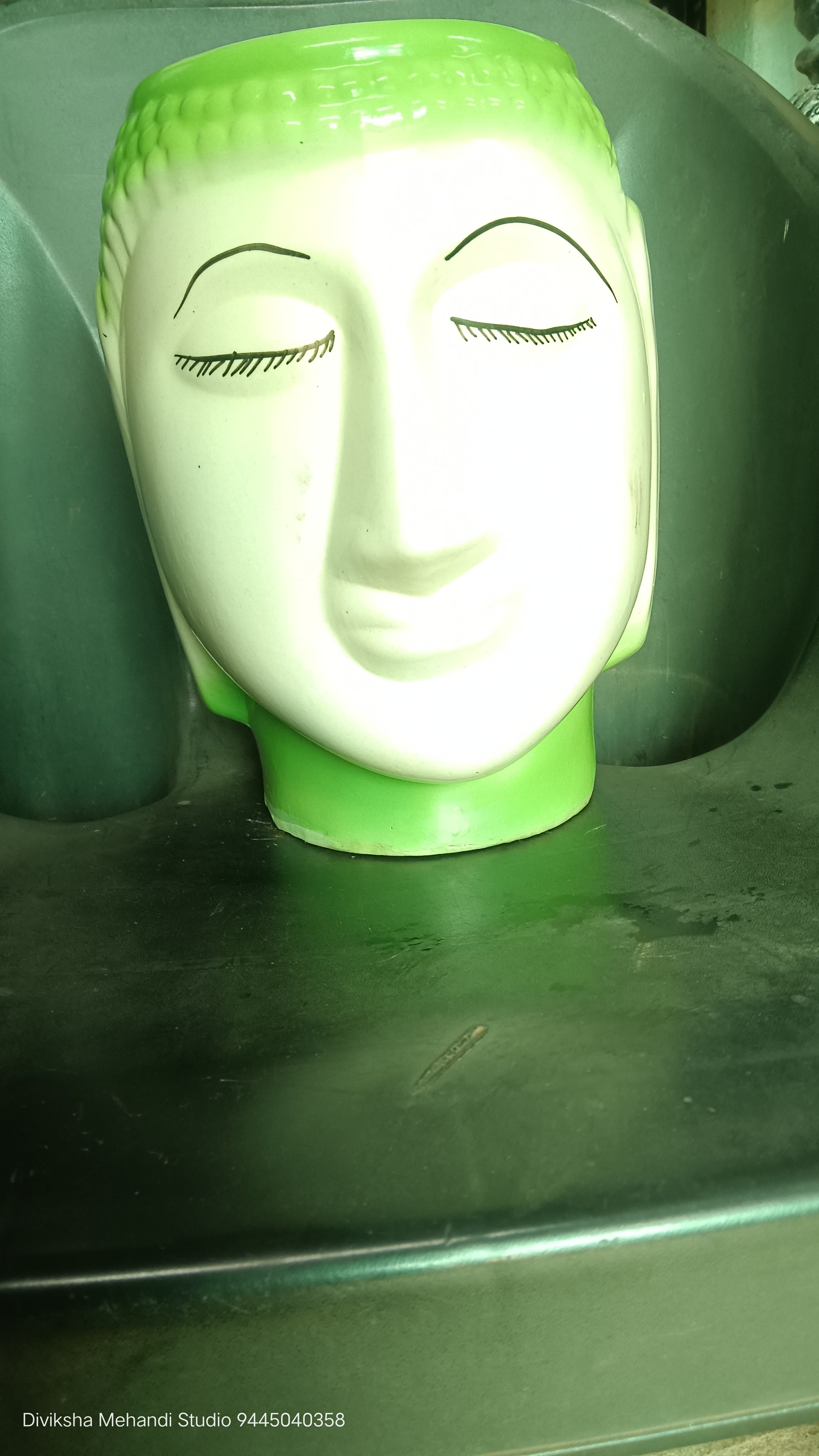 Ceramic Buddha pot green